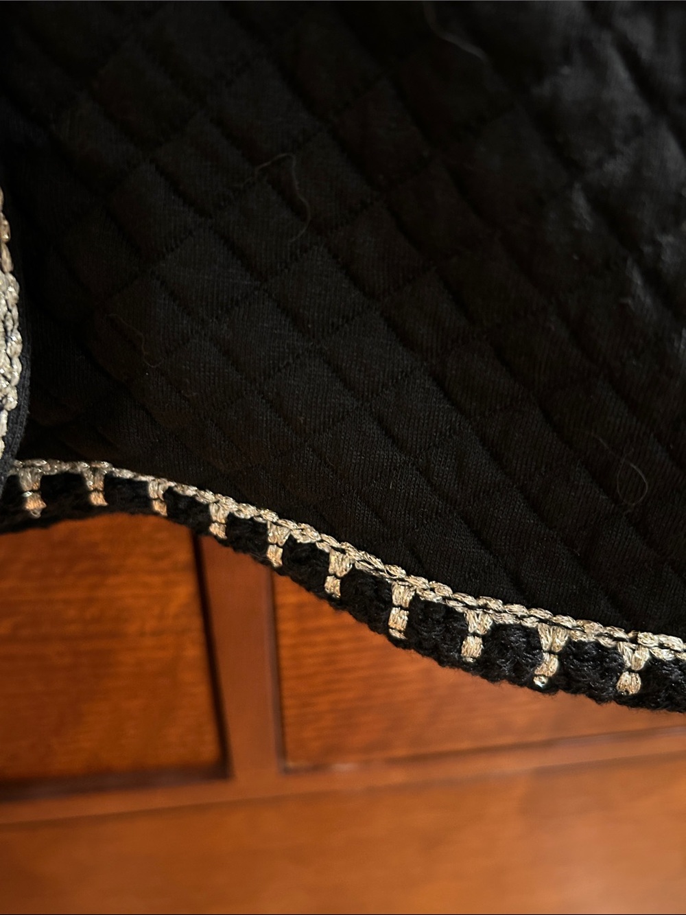 Black Quilted Crop Jacket with Gold Buttons - Picture 7 of 8